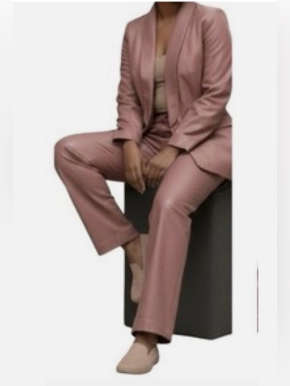 Wildfang Faux Leather Straight Leg Pants Dusty Rose Vegan Leather Medium